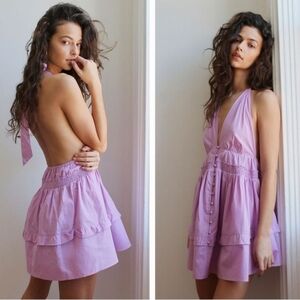 Free People Sail Away Tunic Lilac Halter Mini Dress